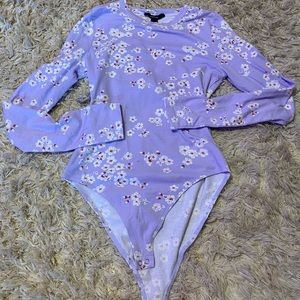 Purple floral body suit